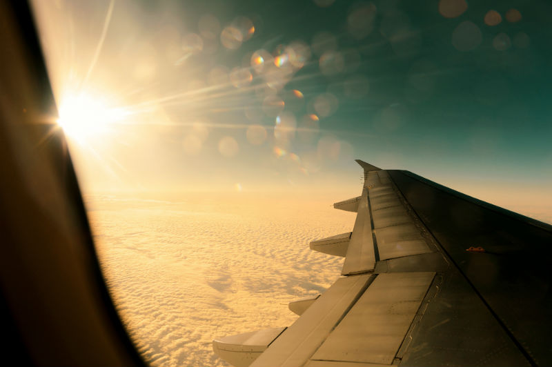 Airplane Wing Sunset FW Holiday Shopping