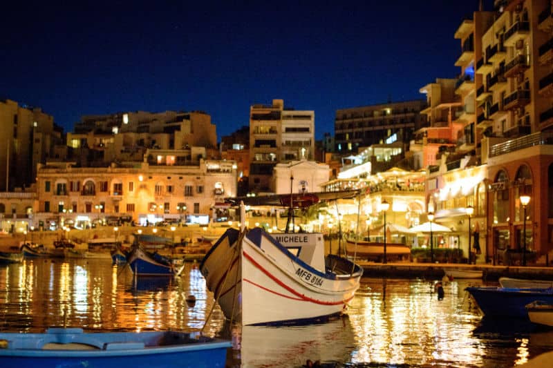 Malta StJulians Night FW 800x53311 1 Romantic Cities In Europe