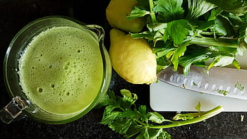smoothy glass celery lemon knife royalty free thumbnail1