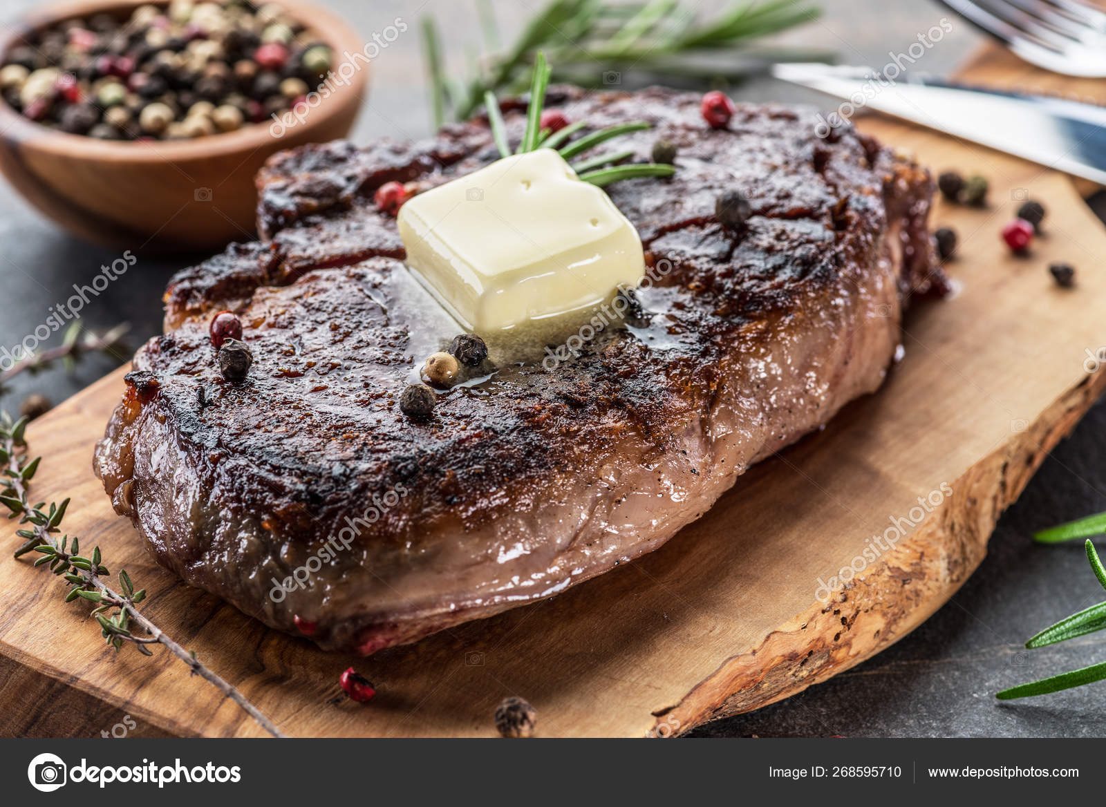 depositphotos 268595710 stock photo medium rare ribeye steak with1